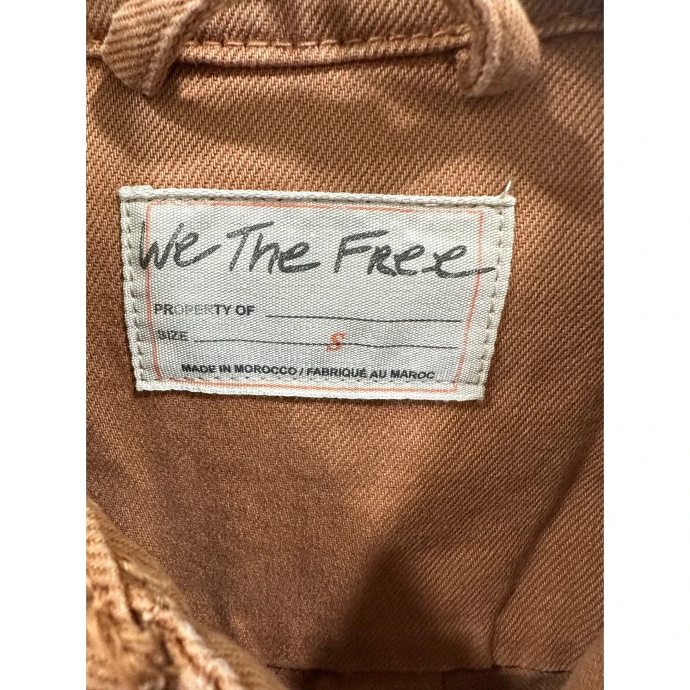 Free People We The Free Denim Jacket Rust Brown Oversized Trucker Distressed S